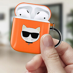 Acheter Coque Airpods Silicone gel Mousqueton Choupette Ikonik Karl Lagerfeld orange