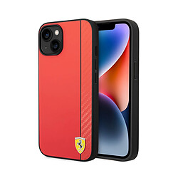 Ferrari Coque pour iPhone 14 Design Élégant Effet Carbone Rouge / Noir