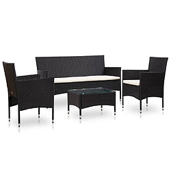 Maison Chic Salon de jardin 4 pcs + coussins - Mobilier/Meubles de jardin - Table et chaises d'extérieur Résine tressée Noir -MN16863