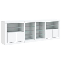 Maison Chic Commode Buffet - Meuble de rangement avec lumières LED blanc 202x37x67 cm -GKD39041 pas cher