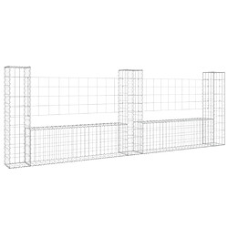 vidaXL Panier de gabion en forme de U avec 3 poteaux Fer 260x20x100 cm