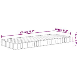 vidaXL Matelas en mousse moyennement doux 70x200 cm pas cher