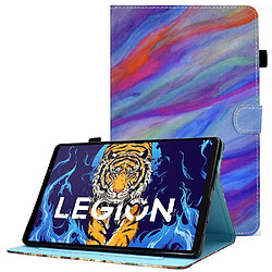 Etui en PU plein motif cousu, anti-chute avec support et porte-cartes pour votre Lenovo Legion Y700 TB-9707F - Marbre coloré