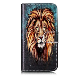 Wewoo Coque pour iPhone X Housse en cuir à rabat avec motif de lion en relief avec porte-cartes et fentes cartes porte-monnaie cadre photo