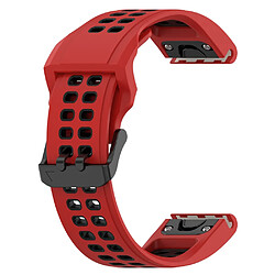 Bracelet en silicone 26mm, bicolore, fermeture rapide avec boucle à double trou pour votre Garmin Enduro/Fenix 7X/7X Solar/COROS VERTIX 2 - rouge/noir