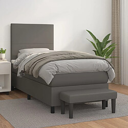 Maison Chic Lit Adulte - Lit simple Lit à sommier tapissier avec matelas moelleux - Meuble de Chambre - Gris 80x200 cm Similicuir -MN30699