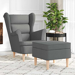 vidaXL Fauteuil avec repose-pied Gris foncé Tissu