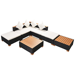 vidaXL Salon de jardin 7 pcs avec coussins Résine tressée Noir