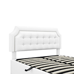 ComfortXL Lit 140*200cm Design Minimaliste Avec Rangement Hydraulique - Blanc pas cher