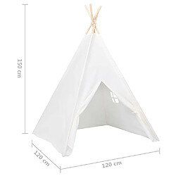 vidaXL Tente tipi d'enfants avec sac Peau de pêche Blanc 120x120x150cm pas cher