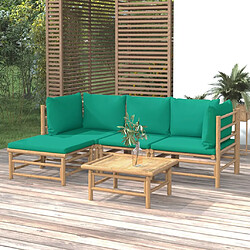 vidaXL Salon de jardin 5 pcs avec coussins vert bambou