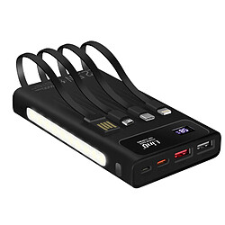 Batterie Secours 15000mAh Câble 4 en 1 Port USB 22.5W et USB C 20W LinQ Noir