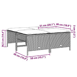 vidaXL Tabourets de jardin avec coussins lot de 4 gris clair rotin pas cher