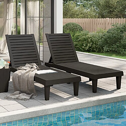 Maison Chic Lot de 2 Chaises longues | Transat Bain de soleil noir 155x58x83 cm polypropylène -GKD53350