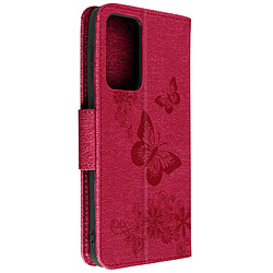 Avizar Étui Motif papillon et fleur Samsung Galaxy A33 Portefeuille Support Vidéo Rouge