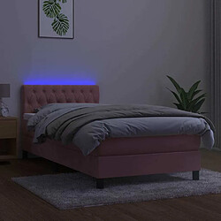 Acheter Sommier à lattes et LED,Cadre à lattes de lit avec matelas pour Adulte Rose 90x190 cm -MN14466