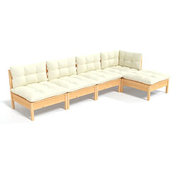 Maison Chic Salon de jardin 5 pcs + coussins - Mobilier/Meubles de jardin - Table et chaises d'extérieur crème Bois de pin -MN60324