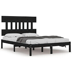 vidaXL Cadre de lit sans matelas noir 150x200 cm bois massif