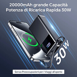 SANAG Power Bank, 20000Mah, 30W, Powerbank Fast Charge Mini Con Usb C, Usb-A, Ingresso/Uscita, Caricabatterie Portatile Piccolo Per Iphone 15/11, Samsung, Smartphone, Display Led, Nero