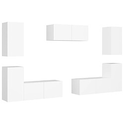 Maison Chic Ensemble de meubles TV 7 pcs | Banc TV Moderne pour salon | Meuble de Rangement - Blanc Aggloméré -MN82667