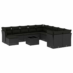 Maison Chic Salon de jardin 12 pcs avec coussins | Ensemble de Table et chaises | Mobilier d'Extérieur noir résine tressée -GKD62827