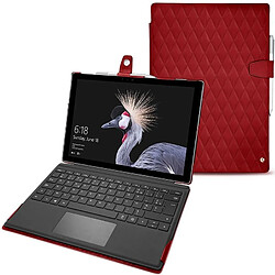 Housse cuir Microsoft Surface Pro 6 - Seconde peau - Rouge - Couture ( Nappa - Pantone #d50032 ) - NOREVE