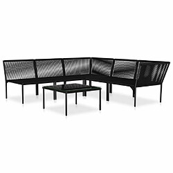 Avis Maison Chic Salon de jardin 6 pcs + coussins - Mobilier/Meubles de jardin - Table et chaises d'extérieur Noir PVC -MN72059