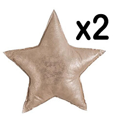 Pegane Lot de 2 coussins Star coloris doré en Polyester - Dim : 40 x 40 cm