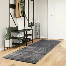 vidaXL Tapis HUARTE à poils courts doux et lavable anthracite 80x250cm