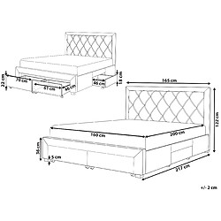 Avis Beliani Lit double avec rangement en velours 160 x 200 cm beige crème LIEVIN