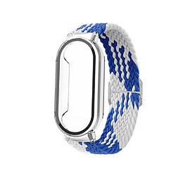 Bracelet en nylon élastique, 3 en 1, tressé pour votre Xiaomi Mi Band 7/7 NFC - Bleu blanc/transparent