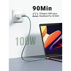 UGREEN Cable USB C vers USB C PD 100W 5A 20V Cable USB Type C Nylon Tresse Charge Rapide et Sync Compatible avec iPhone 15 Plus Pro Max MacBook Pro iPad Pro Galaxy S24 Plus Ultra S23 A54 Vert 1M pas cher