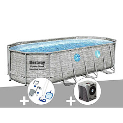 Kit piscine tubulaire ovale Bestway Power Steel SwimVista avec hublots 5,49 x 2,74 x 1,22 m + Kit d'entretien Deluxe + Pompe à chaleur