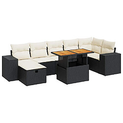 vidaXL Salon de jardin 5 pcs avec coussins noir résine tressée acacia