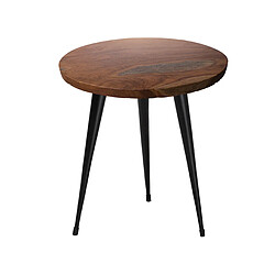 Beliani Table appoint en bois de teck d 45 cm DETAH