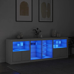 Avis Maison Chic Commode Buffet - Meuble de rangement avec lumières LED blanc 202x37x67 cm -GKD39041