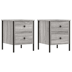 Maison Chic Lot de 2 Tables de chevet,Table de nuit,Table d'appoint pour salon sonoma gris 40x42x50cm bois d'ingénierie -MN75096