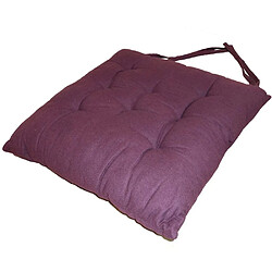 Avis Jardindeco Galette de chaise en coton uni 40 cm 8 points aubergine.