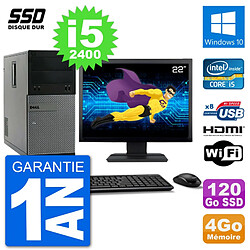 PC Dell 3010 MT Ecran 22" i5-2400 RAM 4Go SSD 120Go HDMI Windows 10 Wifi - Occasion