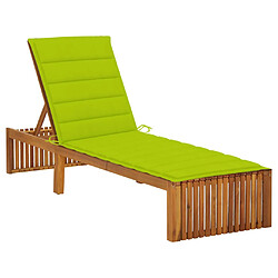 vidaXL Chaise longue avec coussin Bois d'acacia solide