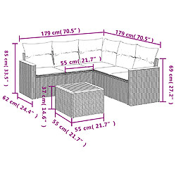 Avis Maison Chic Salon de jardin 6 pcs avec coussins | Ensemble de Table et chaises | Mobilier d'Extérieur gris résine tressée -GKD96495