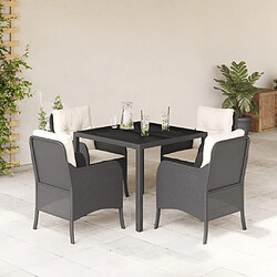 vidaXL Ensemble à manger de jardin coussins 5pcs Noir Résine tressée