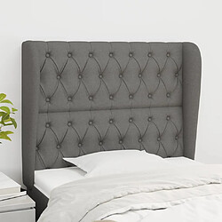 Maison Chic Tête de lit scandinave avec oreilles,meuble de chambre Gris foncé 93x23x118/128 cm Tissu -MN60398