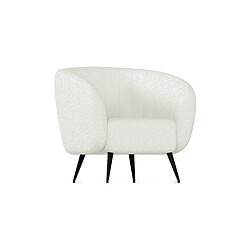 ICONIK INTERIOR Fauteuil avec Accoudoirs En Bouclette Fausse Fourrure Tapissée - Boucles Blanches - Nuba Blanc