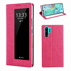 Etui en PU fenêtre de visualisation avec fente pour carte rose pour votre Huawei P30 Pro