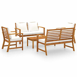 Maison Chic Salon de jardin 5 pcs - Table et chaises d'extérieur - Mobilier/Meubles de jardin Moderne avec coussin Bois d'acacia solide -MN94781