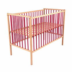 Combelle Lit Arthur 60x120 avec roulettes Hybride Fuschia