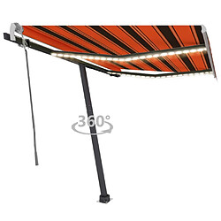 vidaXL Auvent manuel rétractable avec LED 300x250 cm Orange et marron