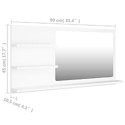 vidaXL Miroir de salle de bain blanc 90x10,5x45 cm bois d’ingénierie pas cher