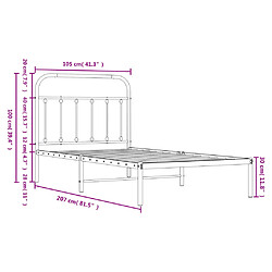 vidaXL Cadre de lit métal sans matelas et tête de lit blanc 100x200 cm pas cher